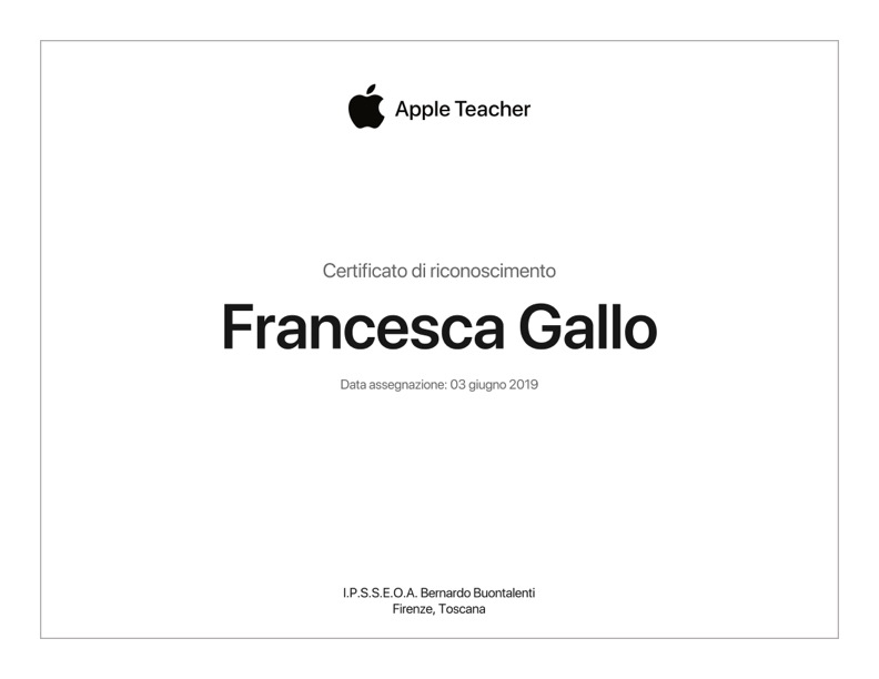 Certificato Apple Teacher